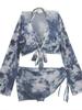 Corea del Sur 2024 Nuevo Traje de Baño para Mujer Ins Celebridad de Internet Caliente Sexy Bikini de Tres Piezas Conjunto de Cuatro Piezas Traje de Baño Blanco