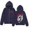 Moletom com zíper, estampa de guitarrista hip-hop, design minimalista e moderno. Estilo casual e folgado. Modelo cardigã.