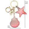Criativo Vida Marinha Iridescente Gradiente Simulação Concha do Mar Chaveiro Pingente Fofo Estilo Oceano Misturado Estrela do Mar Ornamento