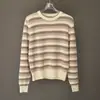 Suéter de Tricô Listrado Slim Fit Novo para Primavera de 2026 para Mulheres, Top de Tricô Doce e Jovem, Camiseta Básica Estilo B~C