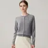 Blusa Rosa Fina de Manga Longa com Bordado de Flores em Pérolas, Estilo Pequeno Chanel, Cardigã de Tricô de Caxemira Suave, Peça de Roupa Externa