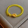 Amarelo Shagin Deus da Riqueza Corte Reto Figura de Cabacinha de Cristal Pulseira de Contas Luxo Leve Sentido de Alto Padrão Pulseira Estilo Corte
