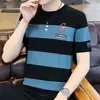 Camisa Listrada de Manga Curta Guangzhou Treze Linhas Masculina Verão Ultra-Fina Seda de Gelo Sensação Fresca Secagem Rápida Respirável Tamanho Grande Camisa Básica