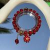 Pulsera Año Nuevo del Dragón 2024 para Mujer Pulsera Imitación Cinabrio Bollo de Dragón Nuevo Estilo Chino Joyería Estilo Chino Año del Dragón