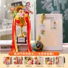 Presente de formatura do jardim de infância para professoras: troféu masculino, buquê de tricô, girassol feito à mão como um presente de agradecimento aos professores