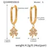 Mili Exquisite 5A Zircônia Trevo da Sorte Pingente Flor Brinco Presilha Orelha Banhado a Ouro PVD Cruz de Titânio Aço Joias Transfronteiriças