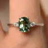 Fábrica de Joyería Jiuqin Temu Shein Venta Caliente Transfronteriza Europea y Americana Anillo para Mujer Anillo de Boda con Forma de Huevo Verde