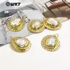 Wt-Jp432 Colgante de Latón Incrustado con Perla de Agua Dulce Natural Texturizada Collar al por Mayor Accesorios de Cobre Hechos a Mano