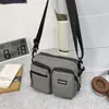 Bolsa Transversal de Lona com Múltiplos Bolsos para Lazer ao Ar Livre Transfronteiriço para Mulheres e Homens, Bolsa de Ombro Simples de Tecido de Nylon para Viagem