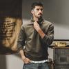 Jereno 420g suéter retro americano pesado para hombre, camisa polo de solapa suelta de primavera y otoño, top de otoño de manga larga para hombre