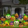 Tarjeta de enchufe de suelo popular para Halloween, Tarjeta de enchufe para patio de calabaza verde luminosa aterradora, Enchufe decorativo impermeable, Adornos luminosos