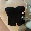 Camisola de Verão Feminina 2026 com Bojo, Costas Vazadas, Renda Vintage, Top Faixa Elástica, Tomara-que-caia Peça Única