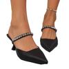 Zapatos de Moda Europeos y Americanos para Mujer 2026 Primavera/Verano Nuevo Estilo Elegantes Tacones de Aguja Puntiagudos con Cadena de Pedrería y Mocasines de Punta Cerrada