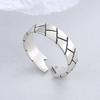 Anillo Geométrico Vintage de Plata de Ley S925, Anillo Exagerado Personalizado de Comercio Exterior, Anillo de Dedo Índice de Plata Tailandesa Moderno y Elegante U364