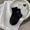 Calcetines Lindos de Primavera y Verano, Algodón Peinado Estilo Coreano Bordado, Transpirables, Versátiles, Absorbentes de Sudor, Calcetines Cortos Casuales de la Industria de Calcetines Zhuji