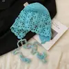 Nuevo Gorro de Ganchillo Hueco con Flor Hecho a Mano para Mujer Primavera/Verano 2026, Gorro de Punto con Borlas Estilo Étnico
