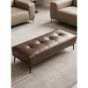Banqueta de sofá minimalista italiana banqueta para trocar de sapato hall de entrada banqueta longa de couro banqueta de apoio ao lado da cama