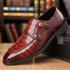 Zapatos de Piel Brillante con Patrón de Cocodrilo Personalizados para Hombre con Hebillas Metálicas, Suelas Suaves Cómodas para los Pies, Zapatos de Piel de Negocio para Hombre