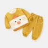 Traje de niño Invierno Nuevo Engrosado Dos piezas Ropa de hombre Pantalones de pollo de dibujos animados traje Ropa de niño