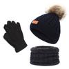 Conjunto de Dos Piezas Bufanda y Gorro de Invierno para Niños Pompón Bebé Gorro de Punto para Bebé Lana Cálida Forro Polar Cubrecuellos Engrosado