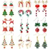 Brincos de Natal Laço Sino Liga Árvore de Natal Papai Noel Conjunto Combinado Brincos de Natal