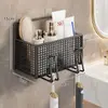 Portacepillos de dientes, estante de pared para lavabo, portavasos para enjuague bucal sin taladro para una familia de cuatro, estante de pared para almacenamiento en el baño