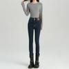 Jeans Vintage Azules con Forro Polar para Mujer Nuevos Cintura Alta Adelgazantes Ajustados Tipo Lápiz para Otoño e Invierno 2024