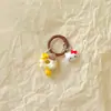 Lindo Gato de Dibujos Animados Donut Colgante de Resina Llavero Accesorio para Mochila Auriculares Regalo Femenino para Mejor Amiga