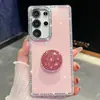 Funda para Teléfono con Soporte Redondo de Diamante Brillante Imd Compatible con Samsung S25Ultra A56 Estilo Girly A07