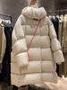 Jaqueta Acolchoada de Penas de Pato Branco 90 Resistente ao Frio para Mulheres, Comprimento Médio, Novo Casaco Acolchoado Fashion Inverno 2026