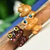 Colgante de Rana de Ojos Grandes Tallada en Palo de Rosa Rana de Dibujos Animados de Sándalo Verde Colgante para Llavero de Sándalo Accesorios para Bolsos DIY