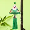 Bolsita del Festival del Bote del Dragón, Bolsita Triangular de Borla para Zongzi Estilo Chino Tradicional Bordada a Mano, Bolsita de Artemisa para Bendiciones, Bolsa Portátil