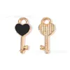 Amor Llave Corazón Candado Goteo de Aceite Joyería Accesorios Colgante de Aleación DIY Cadena de Teléfono Móvil Colgante de Llavero Hecho a Mano