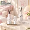 Adorno aromático con forma de cachorro blanco, estilo vintage, difusor de varillas sin llama, para sala de estar, recibidor o escritorio, creando una atmósfera acogedora