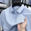 Camiseta de Manga Curta 7A de Seda Gelada para Homens, Novo Estilo de Verão Casual para Homens de Meia-Idade e Idosos, Camisa Polo de Alta Qualidade