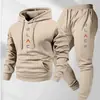 Conjunto Retro de Dos Piezas para Hombre con Estampado de Letras Transfronterizo Europeo y Americano, Sudadera de Manga Larga y Pantalones Deportivos para Correr en Otoño e Invierno