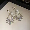 Pendientes de Borla Hueca en Forma de Gota de Agua con Incrustaciones de Diamantes en Aguja de Plata, Pendientes Exquisitos de Estilo Palacio Francés, Pendientes Únicos Exagerados para Mujer, Estilo Nicho