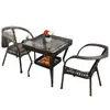 Mesa y Sillas de Ocio para Balcón Exterior, Juego de Tres Piezas de Silla de Ratán para Patio, Silla para Terraza Exterior, Silla de Ratán, Combinación de Mesa de Centro Pequeña