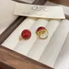 Brincos Redondos Vermelhos Mais Vendidos de Ano Novo, Elegantes e Versáteis, Brincos da Moda, Retro Francês, Luxo Leve, Brincos de Alta Qualidade
