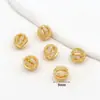Cuentas de calabaza de oro real de 18 quilates que conservan el color, microincrustadas con circonita, bola hueca, cuentas de sandía, accesorios de espaciador de bola de diamante para joyería DIY C45