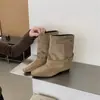 Botas de cavaleiro quadradas elegantes de outono e inverno para o deserto, de cano médio com fivela, estilo cinto retrô, para mulheres, novas 2026, botas curtas