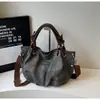 Bolso de Hombro Casual Retro Americano Gran Capacidad Plisado Personalidad Bolso Cruzado de Calle de Moda para Viajes Cotidianos para Mujer