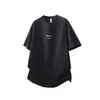 Camiseta básica de manga corta G-stone para hombre con estampado pequeño simple y diseño deconstruido, corte holgado, cuello redondo