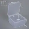 Caixa quadrada de plástico transparente, caixa para embalagem de itens pequenos, esponja de pó, equipamento de pesca, ferragens, distintivo, cartão e caixa de armazenamento de contas