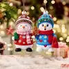 Muñeco de nieve navideño transfronterizo, adorno lindo con forma de muñeco, decoración navideña, colgante plano de acrílico, decoración de coche