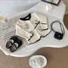 Conjunto de dos piezas para niña estilo coreano, nuevo para otoño 2026: cárdigan de punto dulce y elegante con pantalones acampanados versátiles