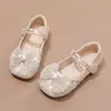 Zapatos de Niña Zapatos de Princesa 2024 Primavera y Otoño Nuevos Zapatos Pequeños de Cuero para Niños Otoño Bebé Cristal Brillante Pedrería Zapatos Individuales
