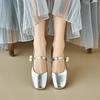 Colgante de Perla Inteligente Estilo Princesa Zapatos Mary Jane Blancos para Mujer Nuevos de Punta Cuadrada Ante Suave Piel de Oveja Boca Baja Zapatos Planos