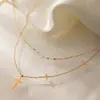 Colar Cruzado Wanxing Europeu e Americano Transfronteiriço de Aço Inoxidável Não Desbota Camada Dupla, Colar Nicho Personalizado de Luxo Leve, Estilo Ins