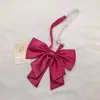 Gravata borboleta de cauda curta para meninas, gravata borboleta de cauda de andorinha, flor de pescoço, rosto brilhante, uniforme JK Ryukyu livre, acessório de terno de marinheiro vinho tinto, laço